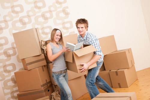 Packed boxes and furniture protection for a house removal in Bow