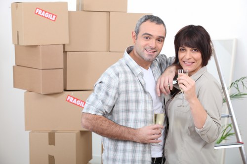 Packed boxes ready for a removals job in Bow
